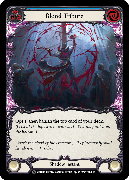 Blood Tribute (Blue) [U-MON217] (Monarch Unlimited)  Unlimited Normal | Boutique FDB TCG