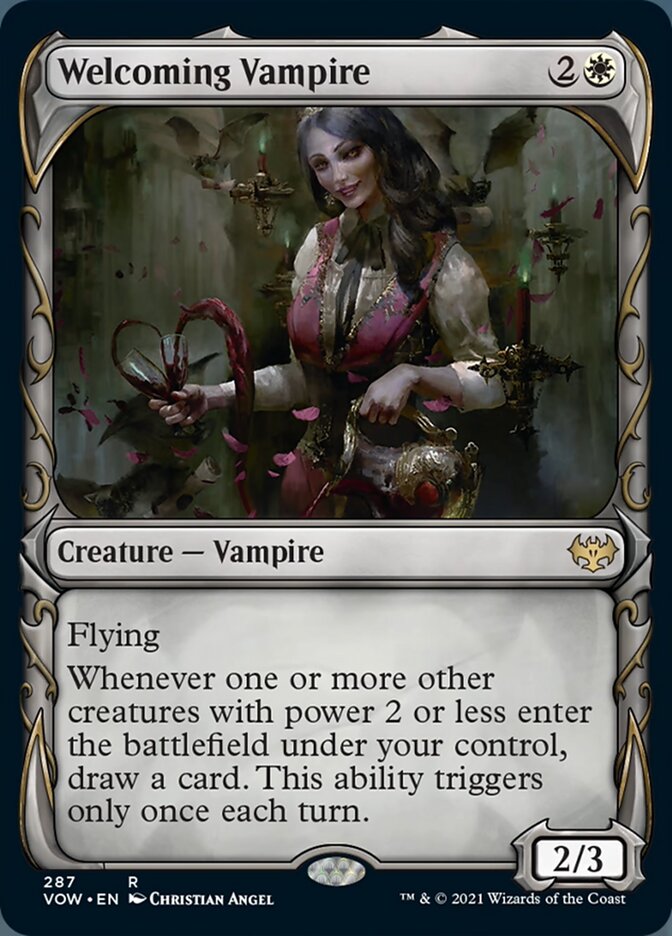 Welcoming Vampire (Showcase Fang Frame) [Innistrad: Crimson Vow] | Boutique FDB TCG