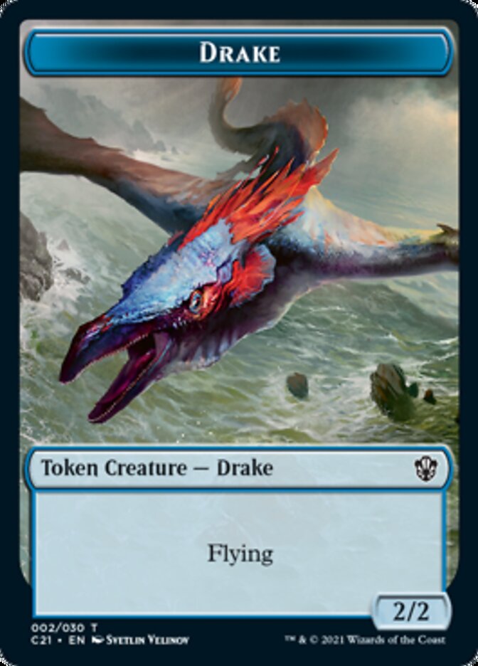 Drake // Elemental (002) Double-Sided Token [Commander 2021 Tokens] | Boutique FDB TCG