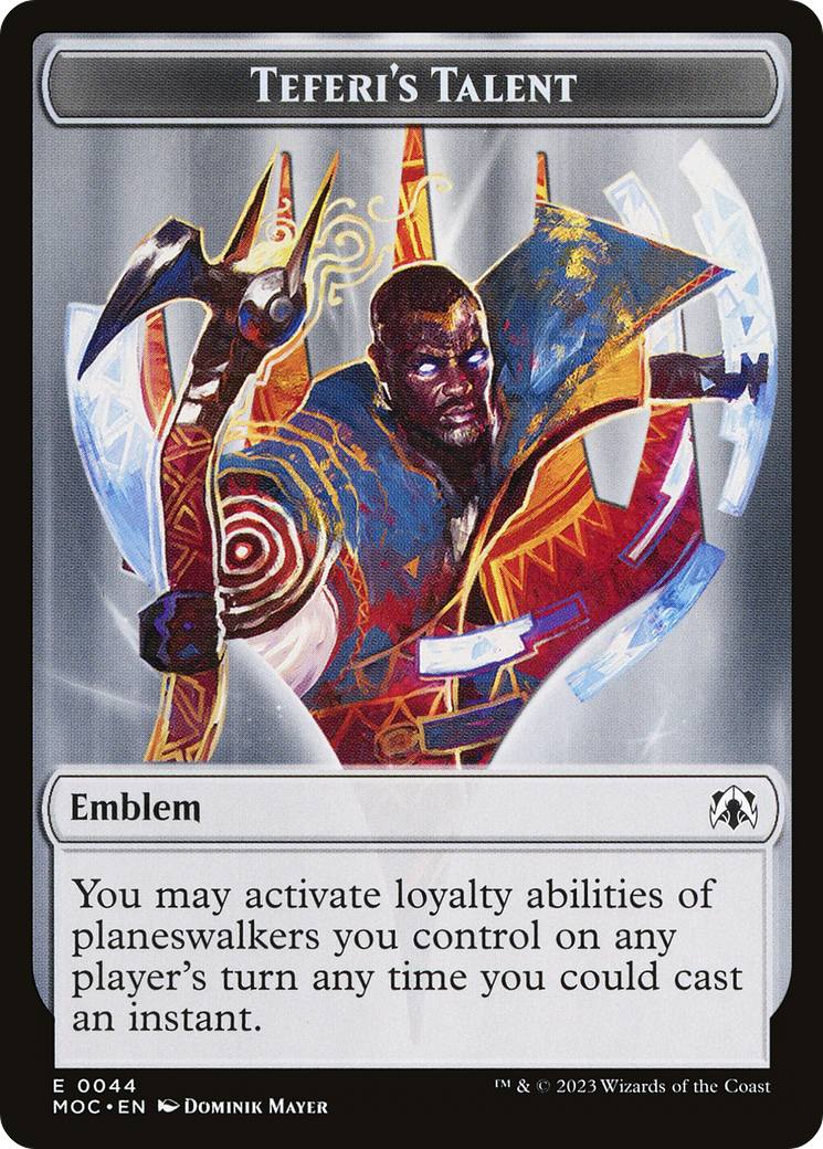 First Mate Ragavan // Teferi's Talent Emblem Double-Sided Token [March of the Machine Commander Tokens] | Boutique FDB TCG