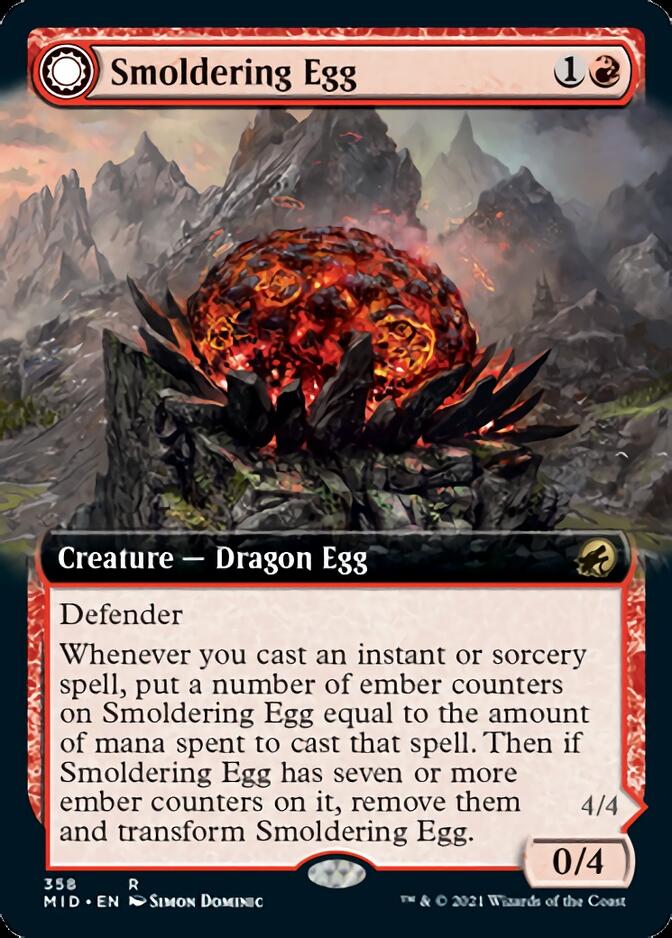 Smoldering Egg // Ashmouth Dragon (Extended Art) [Innistrad: Midnight Hunt] | Boutique FDB TCG