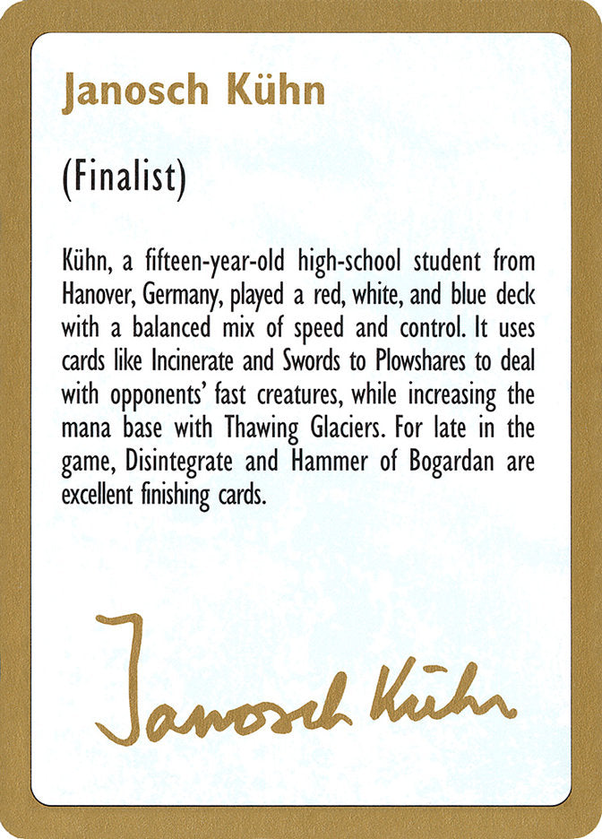 Janosch Kuhn Bio [World Championship Decks 1997] | Boutique FDB TCG