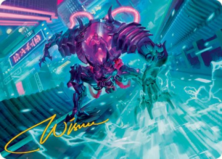 Surgehacker Mech Art Card (Gold-Stamped Signature) [Kamigawa: Neon Dynasty Art Series] | Boutique FDB TCG