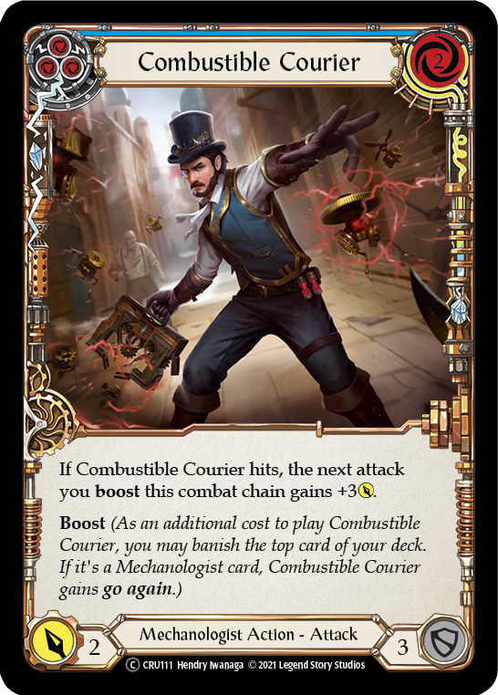 Combustible Courier (Blue) [U-CRU111] (Crucible of War Unlimited)  Unlimited Rainbow Foil | Boutique FDB TCG