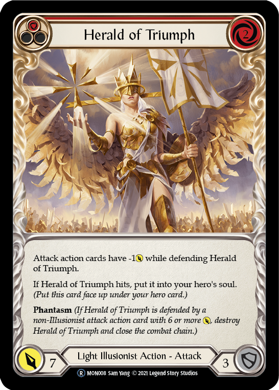 Herald of Triumph (Red) [U-MON008-RF] (Monarch Unlimited)  Unlimited Rainbow Foil | Boutique FDB TCG