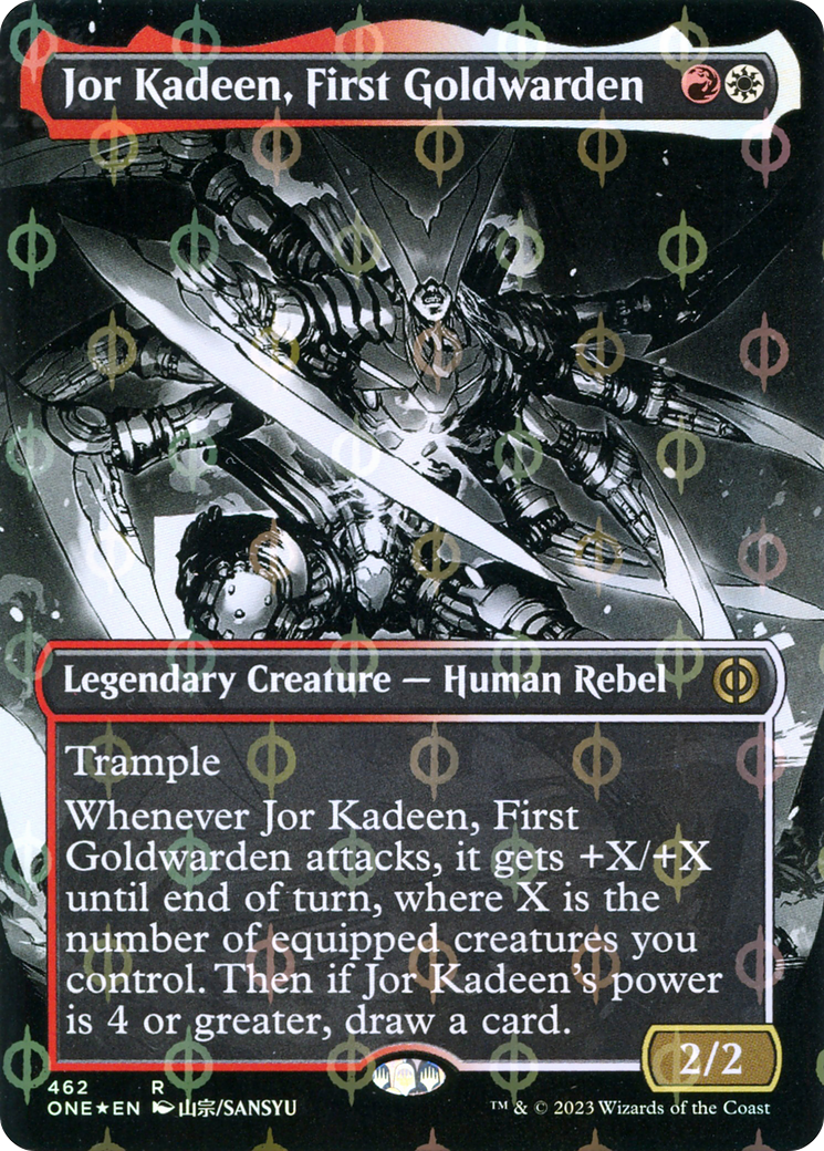 Jor Kadeen, First Goldwarden (Borderless Manga Step-and-Compleat Foil) [Phyrexia: All Will Be One] | Boutique FDB TCG