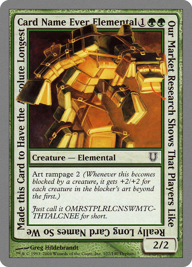 Our Market Research Shows That Players Like Really Long Card Names So We Made this Card to Have the Absolute Longest Card Name Ever Elemental [Unhinged] | Boutique FDB TCG