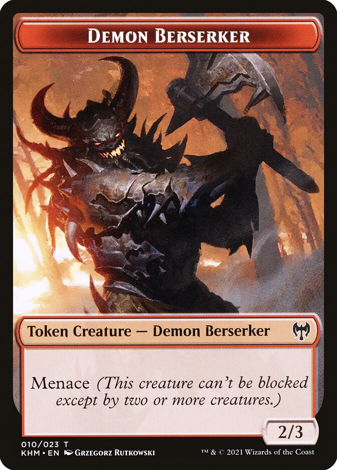Dwarf Berserker // Demon Berserker Double-Sided Token [Kaldheim Tokens] | Boutique FDB TCG