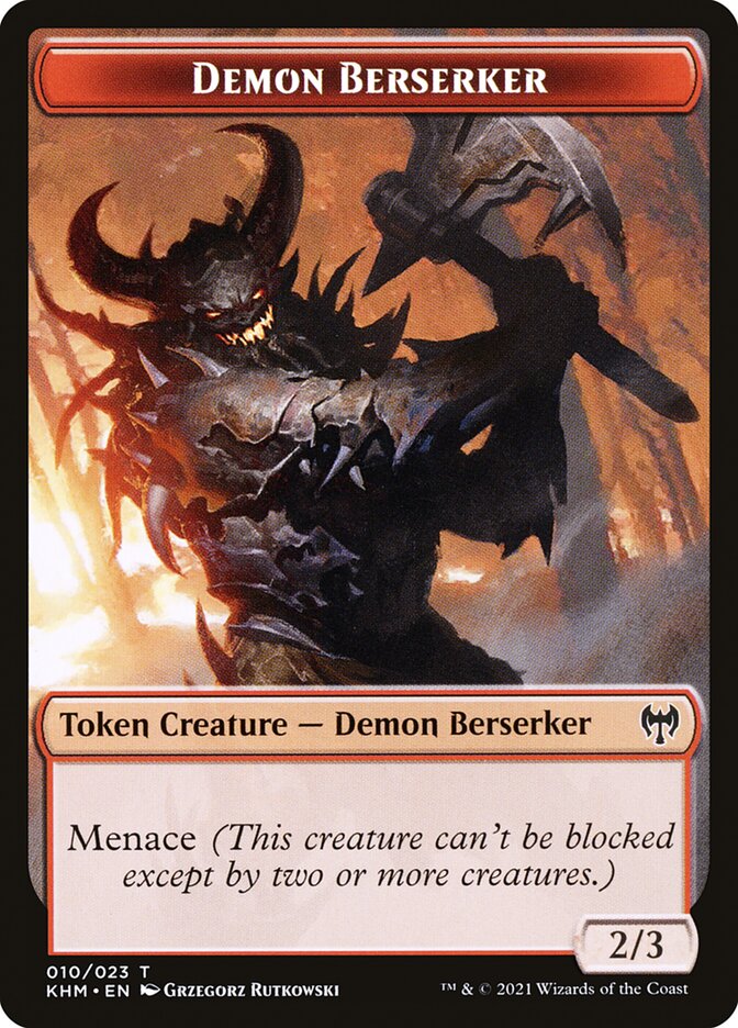 Elf Warrior // Demon Berserker Double-Sided Token [Kaldheim Tokens] | Boutique FDB TCG