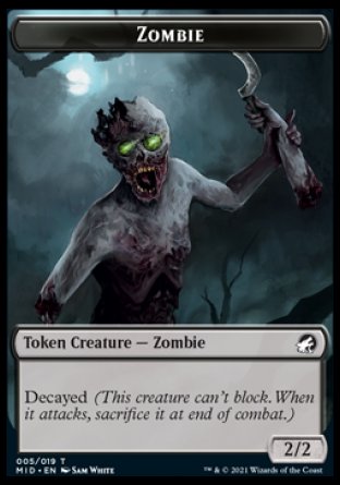 Zombie (005) // Zombie (015) Double-Sided Token [Innistrad: Midnight Hunt Tokens] | Boutique FDB TCG