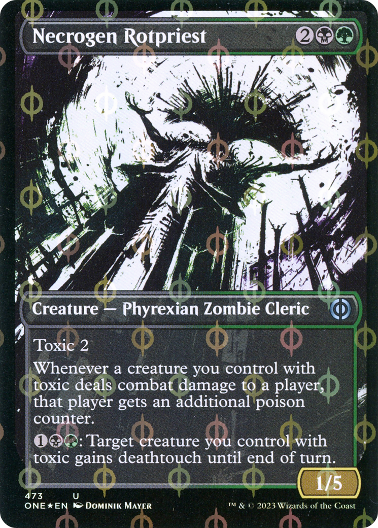 Necrogen Rotpriest (Borderless Ichor Step-and-Compleat Foil) [Phyrexia: All Will Be One] | Boutique FDB TCG