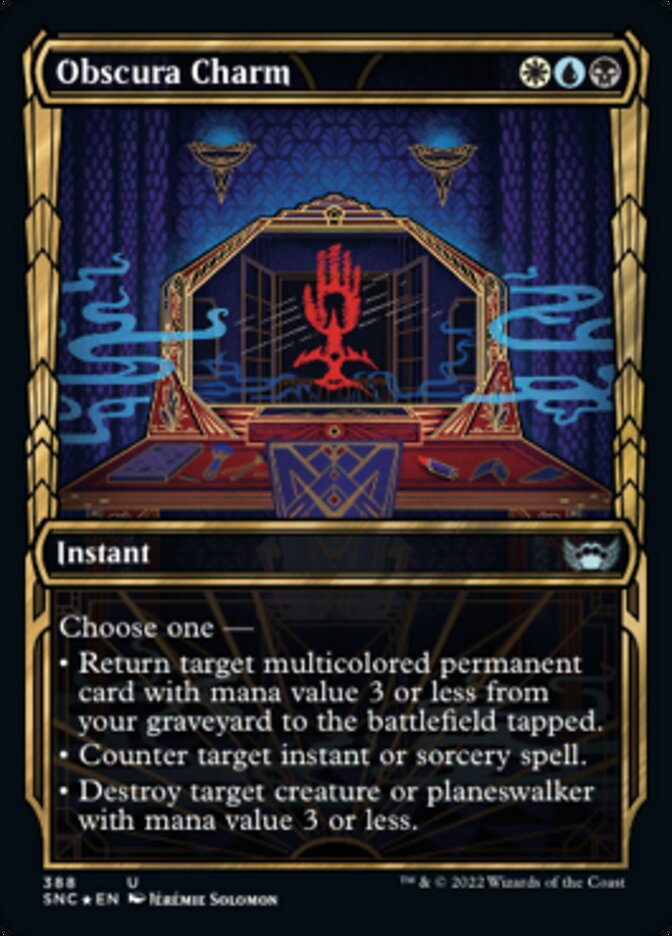 Obscura Charm (Showcase Golden Age Gilded Foil) [Streets of New Capenna] | Boutique FDB TCG