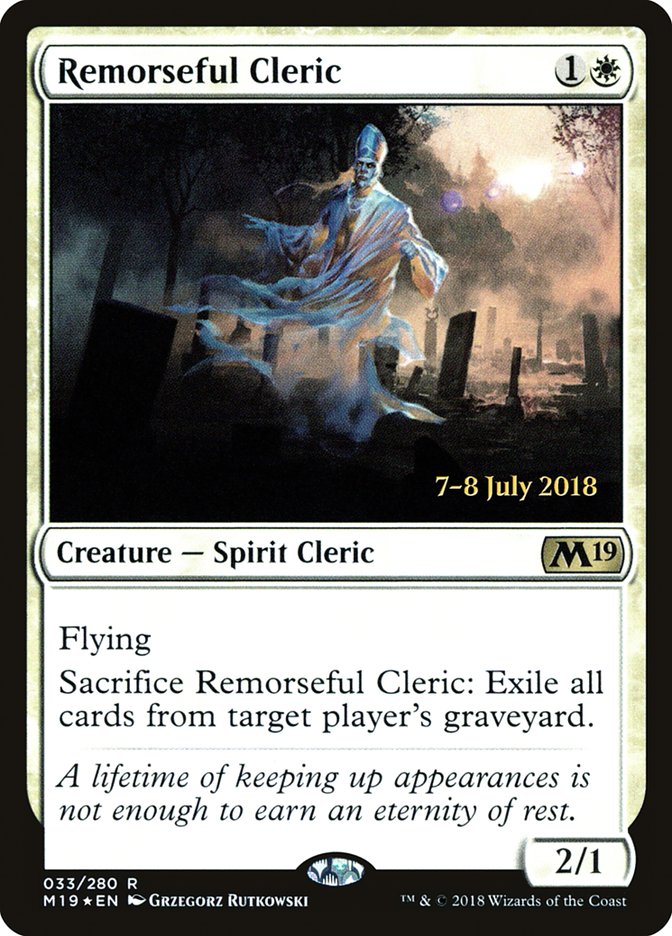 Remorseful Cleric [Core Set 2019 Prerelease Promos] | Boutique FDB TCG