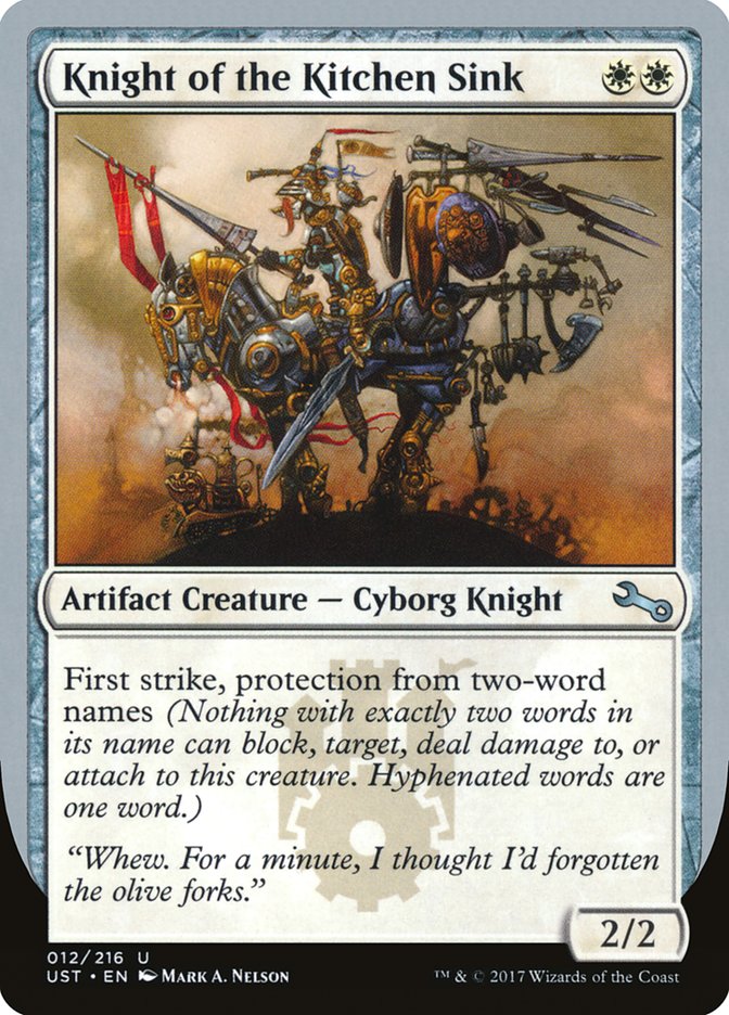Knight of the Kitchen Sink ("protection from two-word names") [Unstable] | Boutique FDB TCG