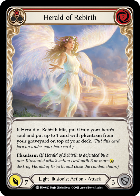 Herald of Rebirth (Red) [MON020-RF] (Monarch)  1st Edition Rainbow Foil | Boutique FDB TCG