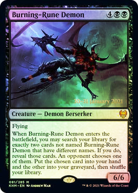 Burning-Rune Demon [Kaldheim Prerelease Promos] | Boutique FDB TCG