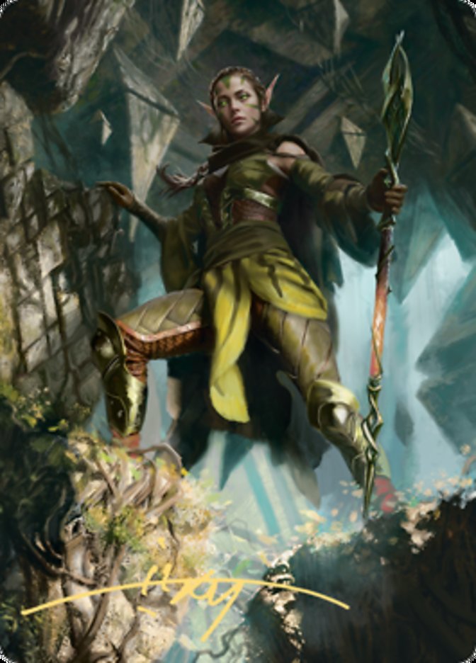 Nissa of Shadowed Boughs 1 Art Card (Gold-Stamped Signature) [Zendikar Rising Art Series] | Boutique FDB TCG