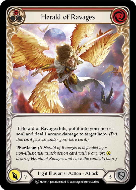 Herald of Ravages (Red) [U-MON017-RF] (Monarch Unlimited)  Unlimited Rainbow Foil | Boutique FDB TCG