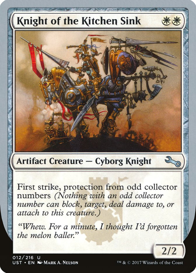 Knight of the Kitchen Sink ("protection from odd collector numbers") [Unstable] | Boutique FDB TCG