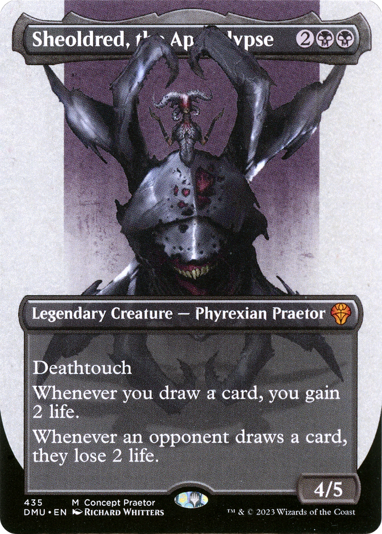 Sheoldred, the Apocalypse (Borderless Concept Praetors) [Phyrexia: All Will Be One] | Boutique FDB TCG