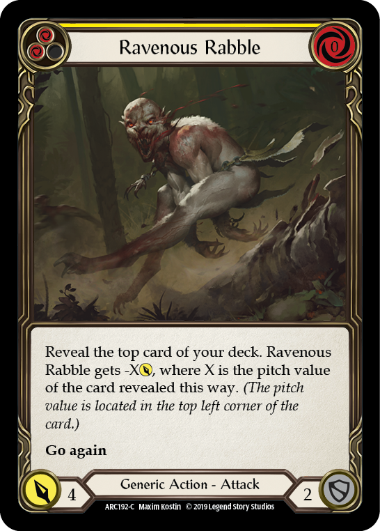 Ravenous Rabble (Yellow) [ARC192-C] (Arcane Rising)  1st Edition Normal | Boutique FDB TCG