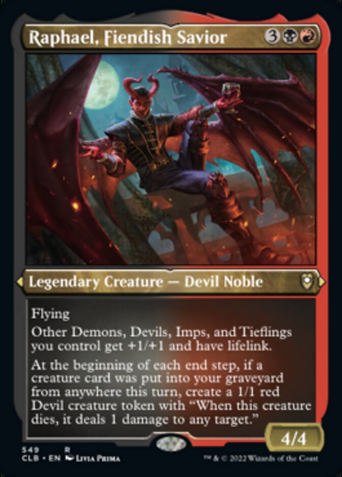 Raphael, Fiendish Savior (Foil Etched) [Commander Legends: Battle for Baldur's Gate] | Boutique FDB TCG