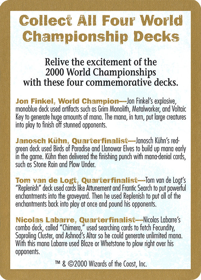 2000 World Championships Ad [World Championship Decks 2000] | Boutique FDB TCG