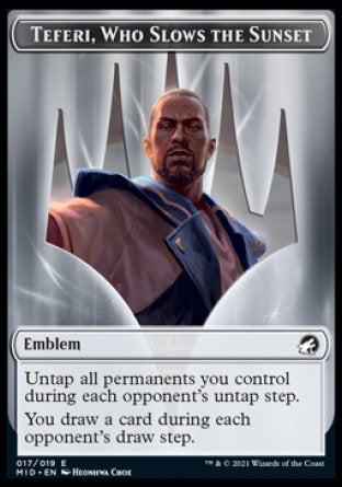 Human // Teferi, Who Slows the Sunset Emblem Double-Sided Token [Innistrad: Midnight Hunt Tokens] | Boutique FDB TCG