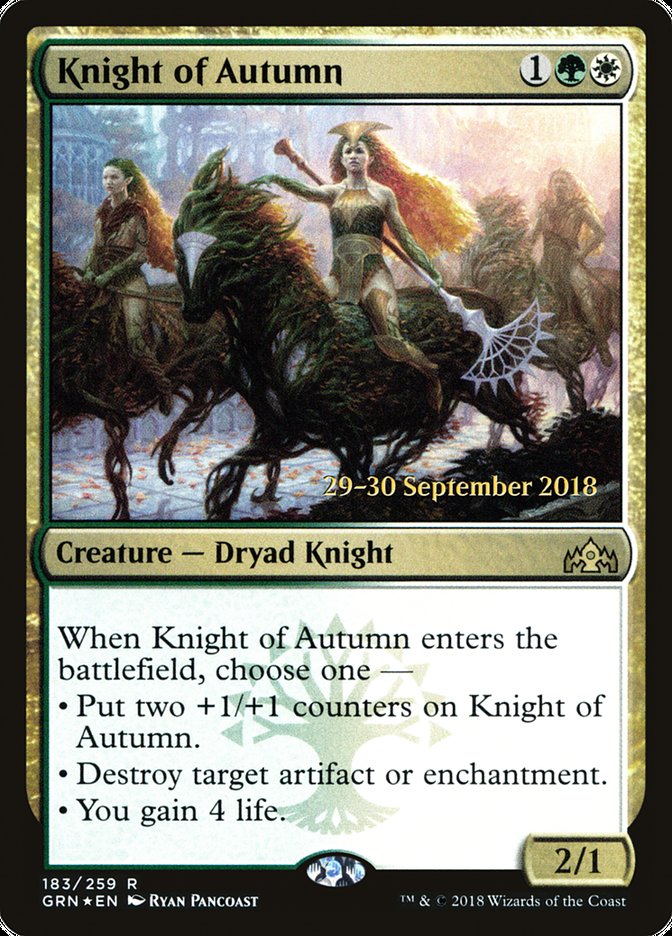 Knight of Autumn [Guilds of Ravnica Prerelease Promos] | Boutique FDB TCG