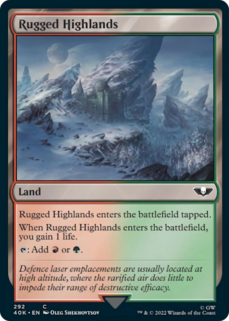 Rugged Highlands (Surge Foil) [Warhammer 40,000] | Boutique FDB TCG