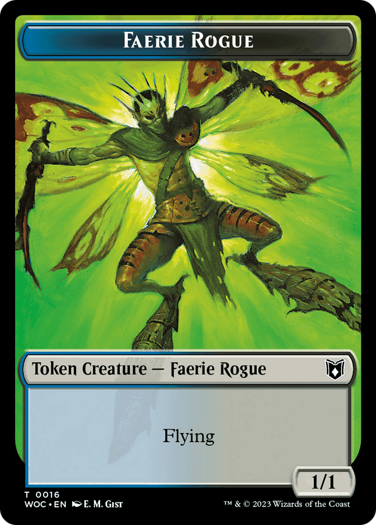 Faerie Rogue // Faerie (0016) Double-Sided Token [Wilds of Eldraine Commander Tokens] | Boutique FDB TCG