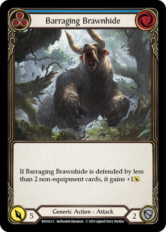 Barraging Brawnhide (Blue) [BVO023-C] (Bravo Hero Deck)  1st Edition Normal | Boutique FDB TCG