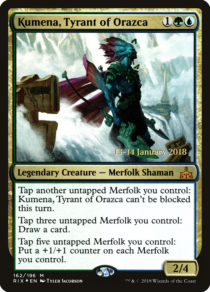 Kumena, Tyrant of Orazca [Rivals of Ixalan Prerelease Promos] | Boutique FDB TCG