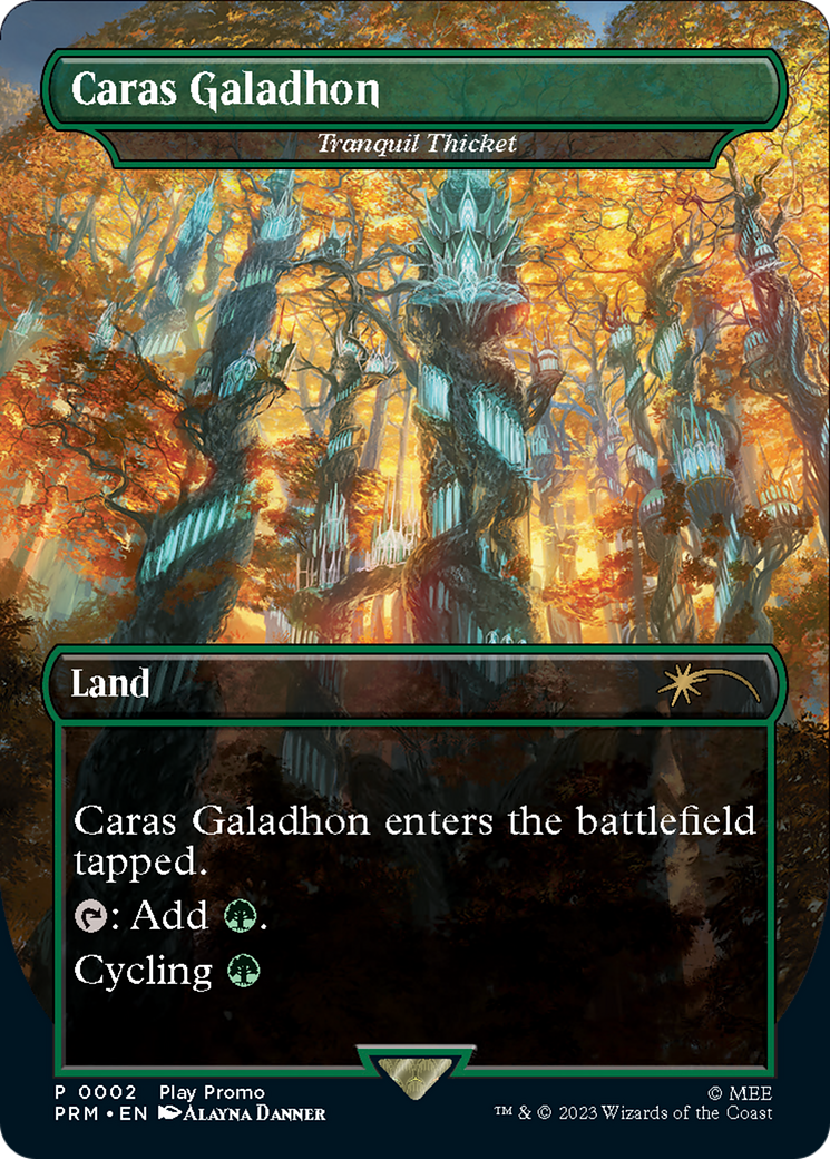 Tranquil Thicket - Caras Galadhon (Borderless) [Wizards Play Network 2023] | Boutique FDB TCG