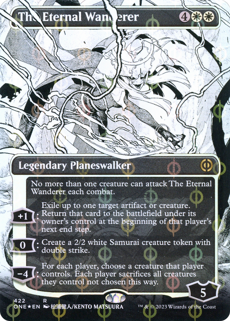 The Eternal Wanderer (Borderless Manga Step-and-Compleat Foil) [Phyrexia: All Will Be One] | Boutique FDB TCG