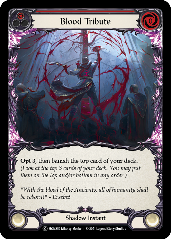 Blood Tribute (Red) [U-MON215-RF] (Monarch Unlimited)  Unlimited Rainbow Foil | Boutique FDB TCG