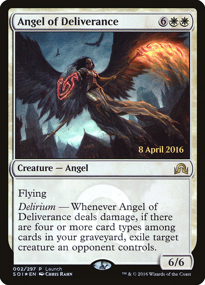 Angel of Deliverance (Prerelease) [Shadows over Innistrad Promos] | Boutique FDB TCG