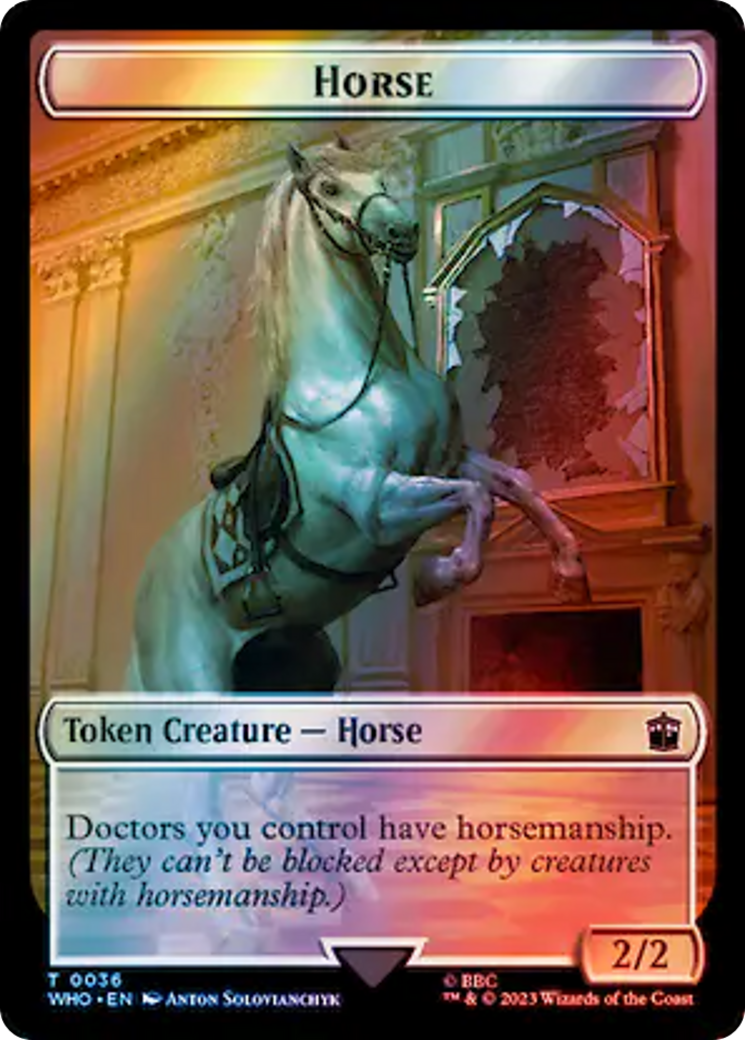 Horse // Alien Salamander Double-Sided Token (Surge Foil) [Doctor Who Tokens] | Boutique FDB TCG