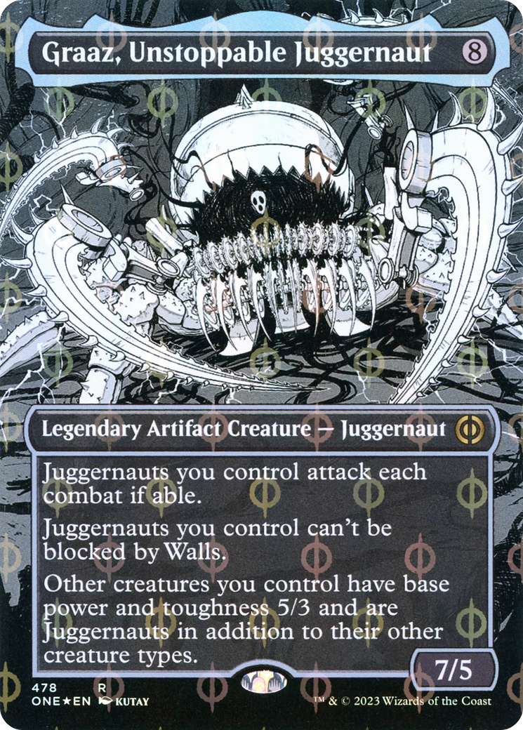 Graaz, Unstoppable Juggernaut (Borderless Manga Step-and-Compleat Foil) [Phyrexia: All Will Be One] | Boutique FDB TCG