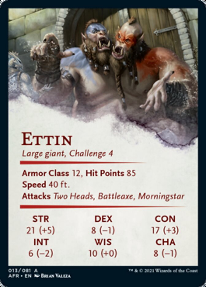 Ettin Art Card (Gold-Stamped Signature) [Dungeons & Dragons: Adventures in the Forgotten Realms Art Series] | Boutique FDB TCG
