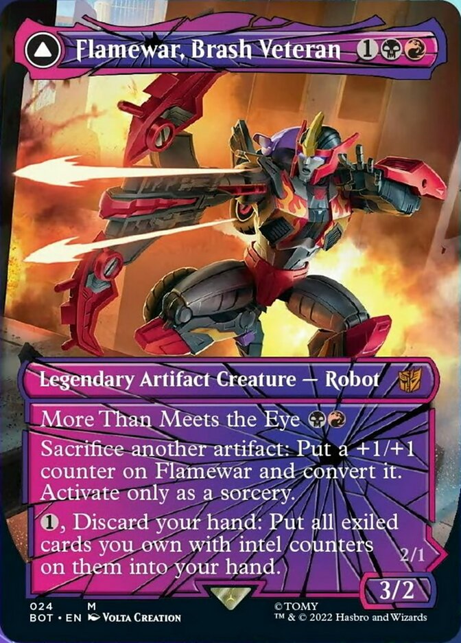 Flamewar, Brash Veteran // Flamewar, Streetwise Operative (Shattered Glass) [Transformers] | Boutique FDB TCG