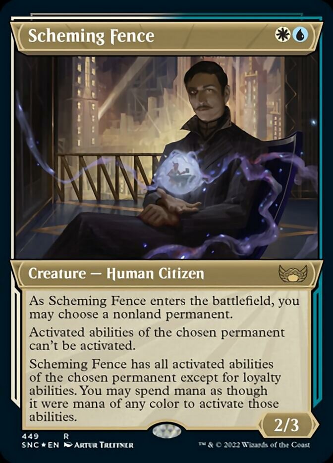 Scheming Fence (Showcase Art Deco Foil Etched) [Streets of New Capenna] | Boutique FDB TCG