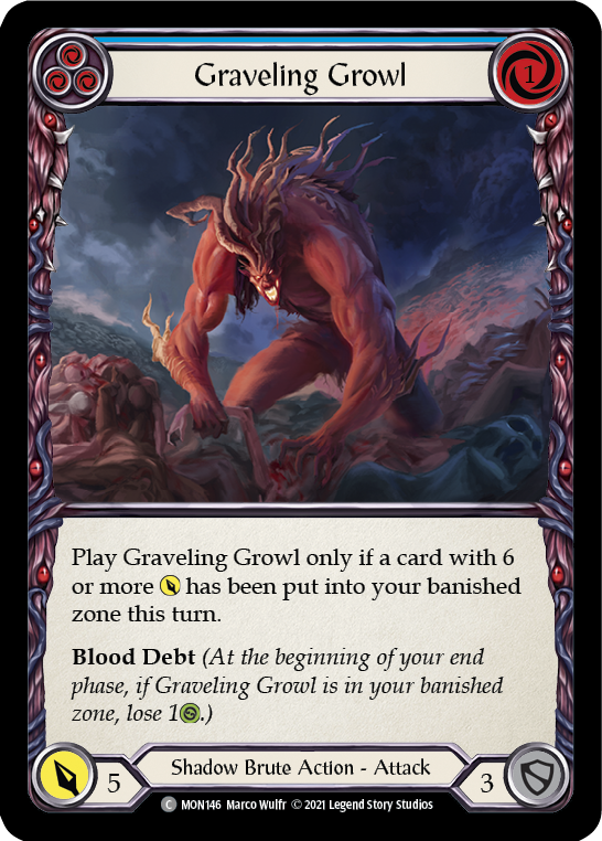 Graveling Growl (Blue) [MON146-RF] (Monarch)  1st Edition Rainbow Foil | Boutique FDB TCG