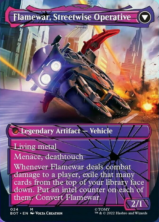 Flamewar, Brash Veteran // Flamewar, Streetwise Operative (Shattered Glass) [Transformers] | Boutique FDB TCG