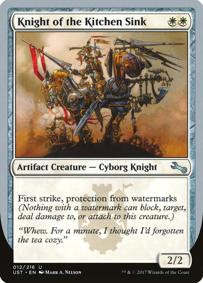 Knight of the Kitchen Sink ("protection from watermarks") [Unstable] | Boutique FDB TCG