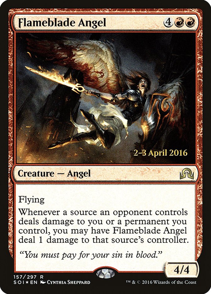 Flameblade Angel [Shadows over Innistrad Prerelease Promos] | Boutique FDB TCG