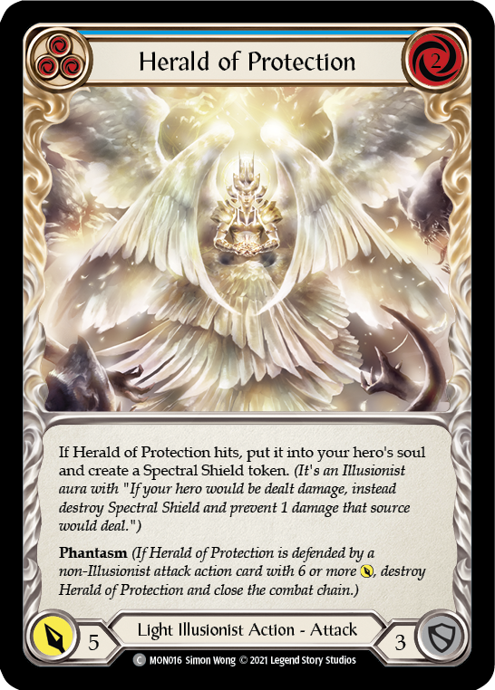 Herald of Protection (Blue) [MON016-RF] (Monarch)  1st Edition Rainbow Foil | Boutique FDB TCG