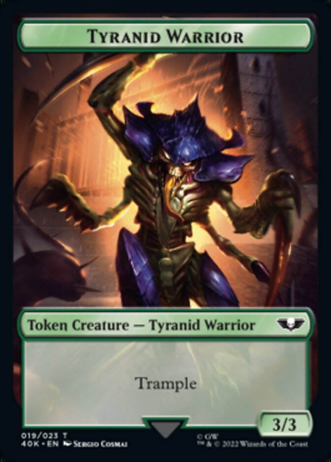 Tyranid (017) // Tyranid Warrior Double-Sided Token (Surge Foil) [Warhammer 40,000 Tokens] | Boutique FDB TCG