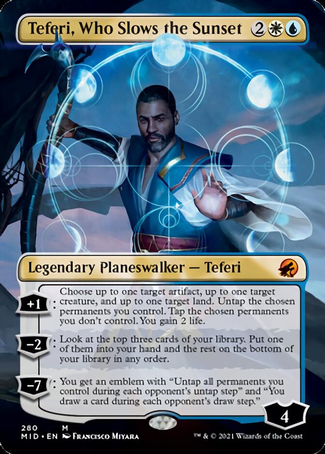 Teferi, Who Slows the Sunset (Borderless) [Innistrad: Midnight Hunt] | Boutique FDB TCG