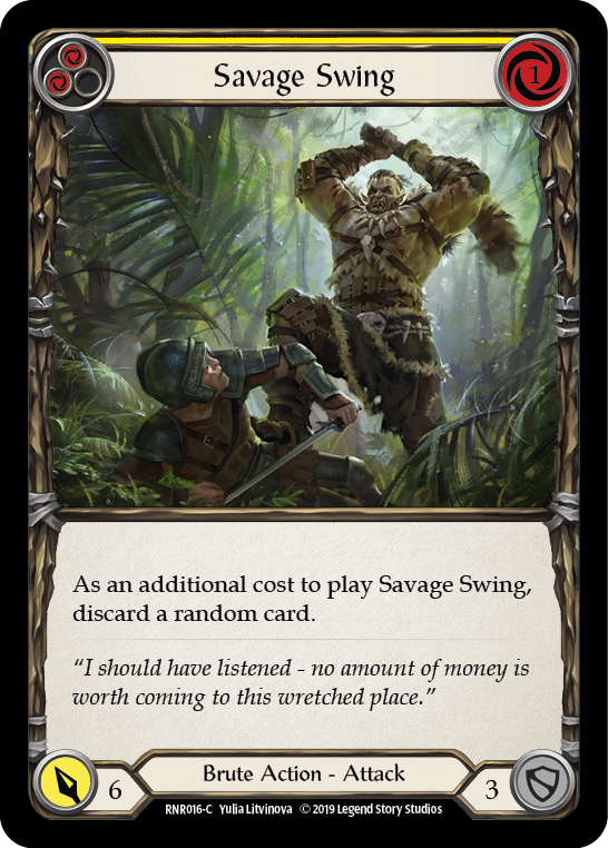 Savage Swing (Yellow) [RNR016-C] (Rhinar Hero Deck)  1st Edition Normal | Boutique FDB TCG